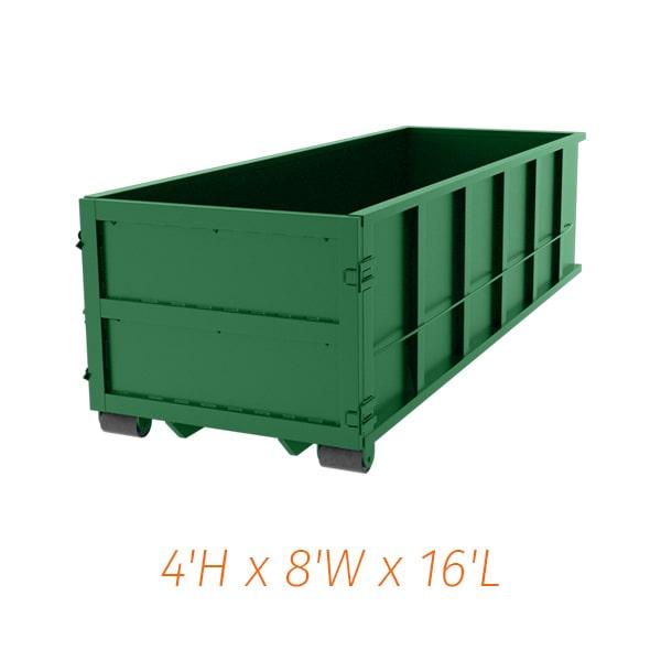 15 yard dumpsters have a capacity of 15 cubic yards of waste